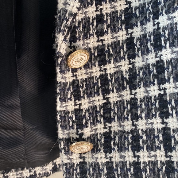 Double breasted plaid cropped blazer - Picture 5 of 6